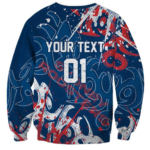 Personalized Sydney Roosters Rugby Sweatshirt Urban Street Graffiti Style - Distressed Splatter Elements