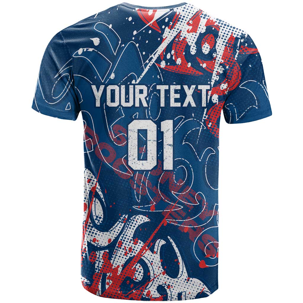 Personalized Sydney Roosters Rugby T Shirt Urban Street Graffiti Style - Distressed Splatter Elements