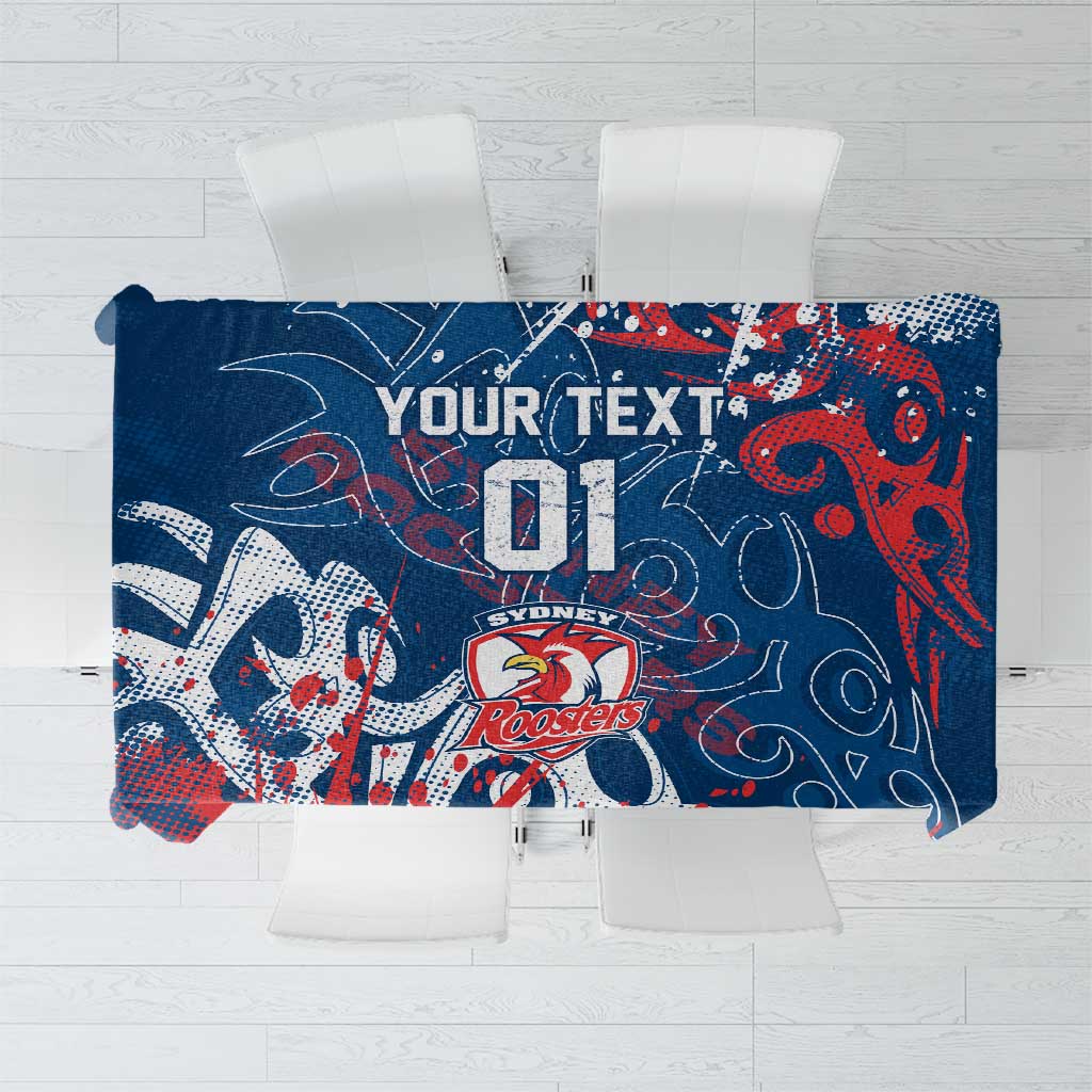 Personalized Sydney Roosters Rugby Tablecloth Urban Street Graffiti Style - Distressed Splatter Elements