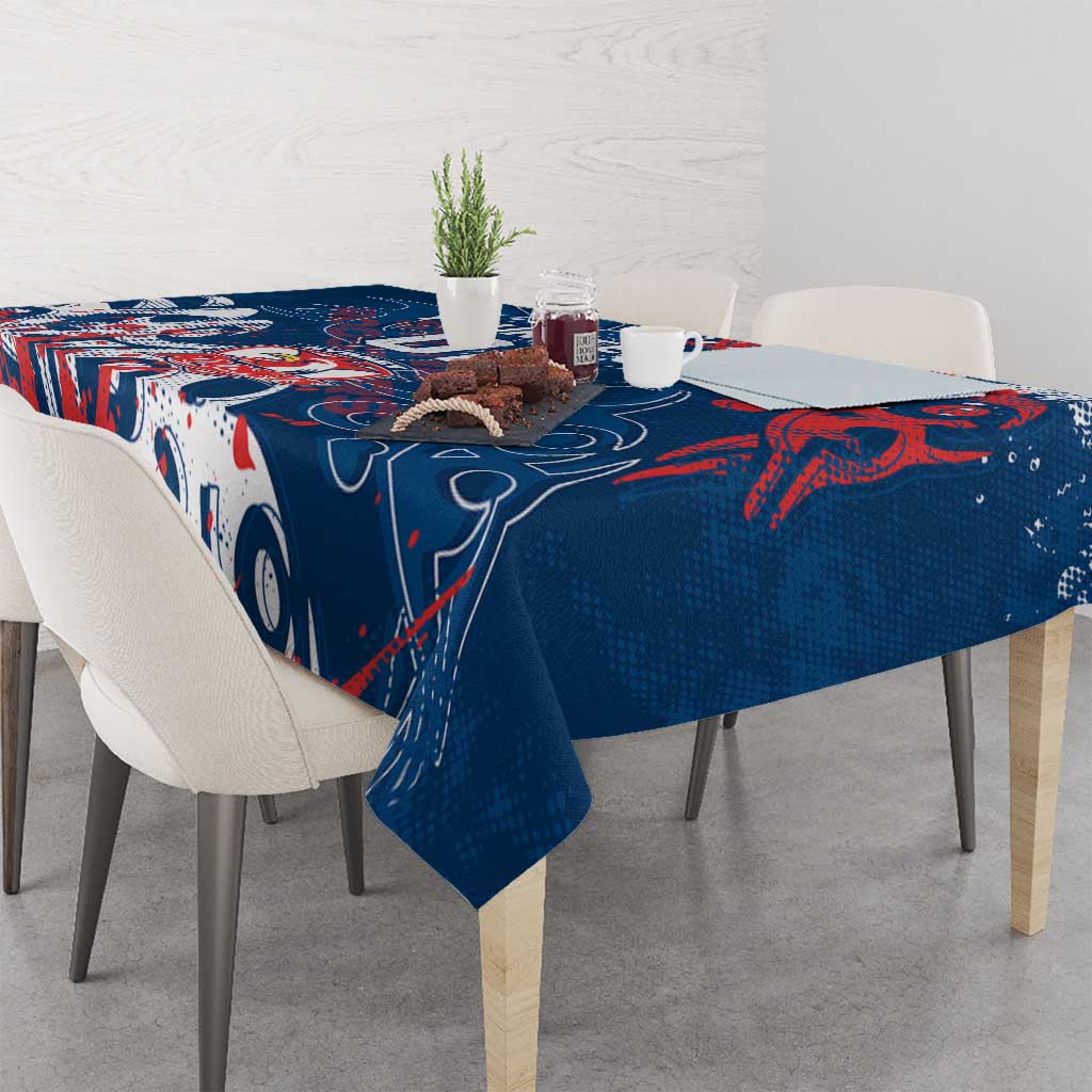 Personalized Sydney Roosters Rugby Tablecloth Urban Street Graffiti Style - Distressed Splatter Elements
