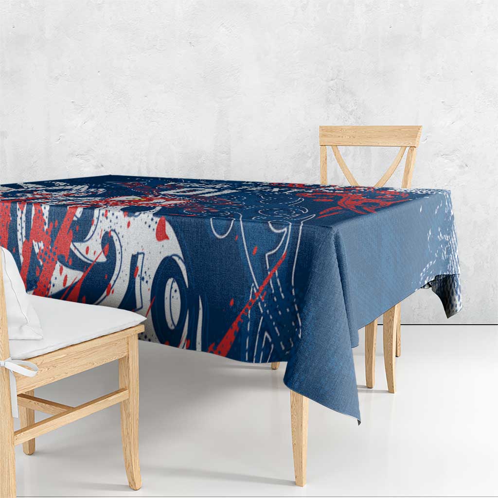 Personalized Sydney Roosters Rugby Tablecloth Urban Street Graffiti Style - Distressed Splatter Elements