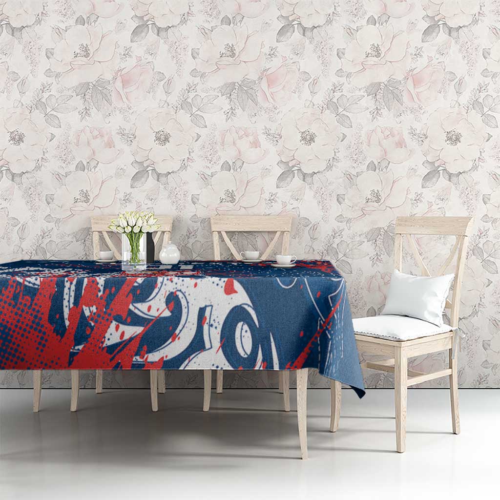 Personalized Sydney Roosters Rugby Tablecloth Urban Street Graffiti Style - Distressed Splatter Elements