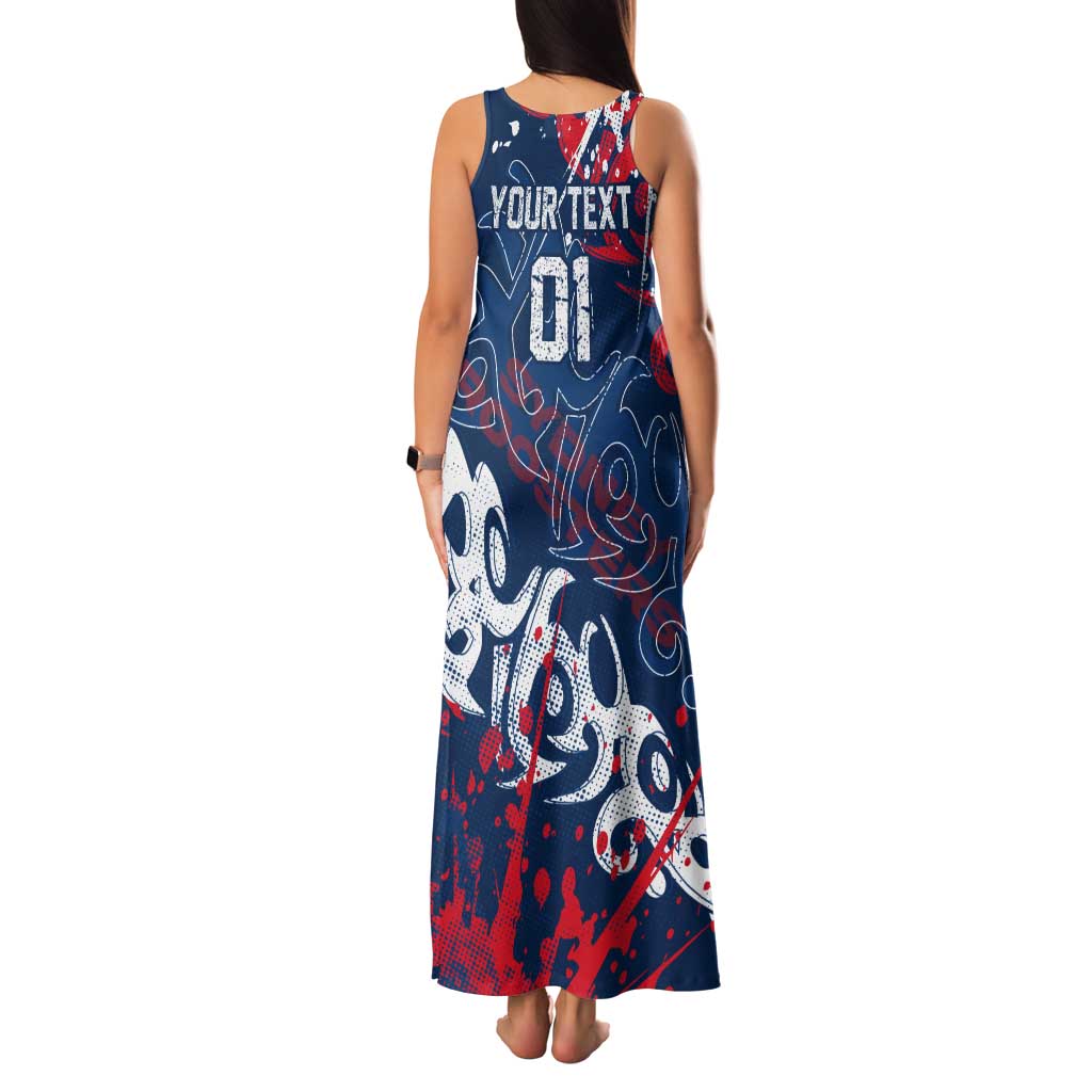 Personalized Sydney Roosters Rugby Tank Maxi Dress Urban Street Graffiti Style - Distressed Splatter Elements
