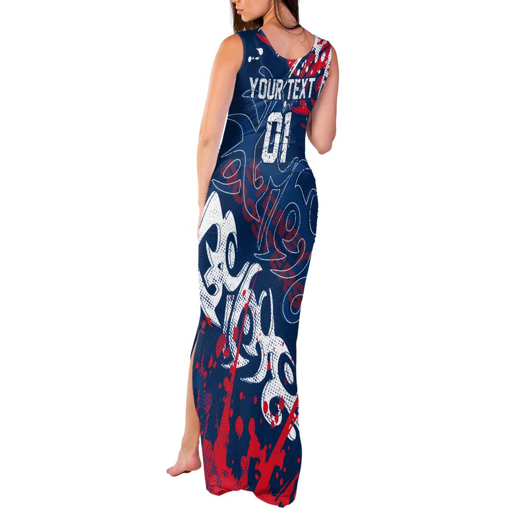 Personalized Sydney Roosters Rugby Tank Maxi Dress Urban Street Graffiti Style - Distressed Splatter Elements