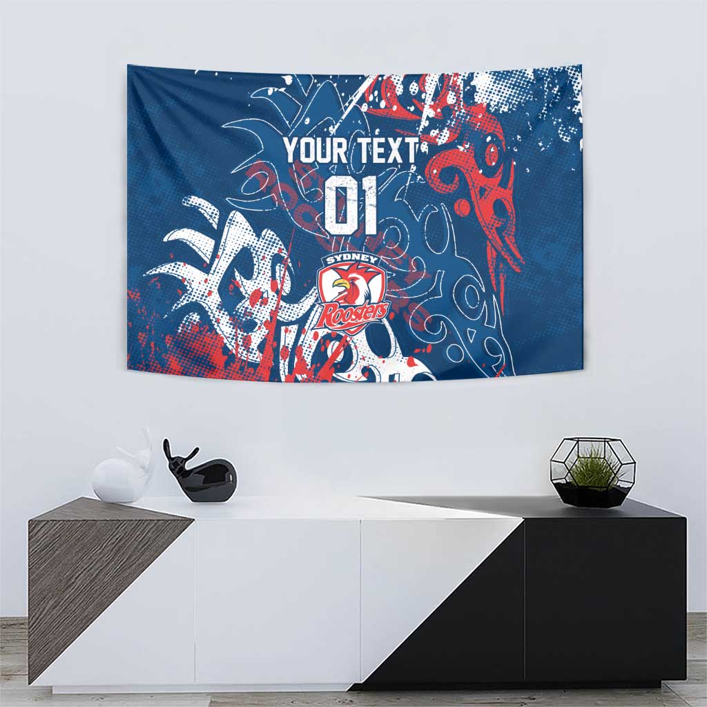 Personalized Sydney Roosters Rugby Tapestry Urban Street Graffiti Style - Distressed Splatter Elements