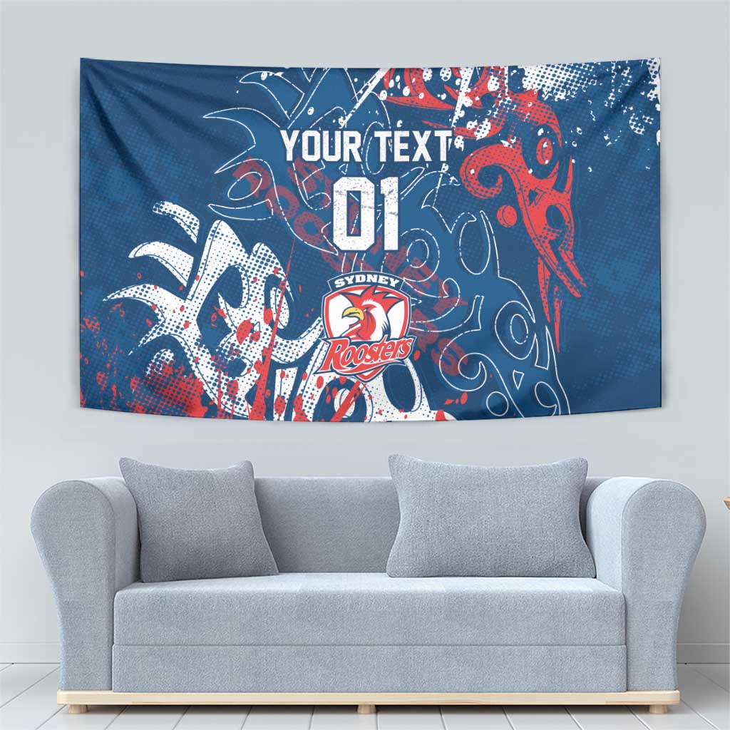 Personalized Sydney Roosters Rugby Tapestry Urban Street Graffiti Style - Distressed Splatter Elements