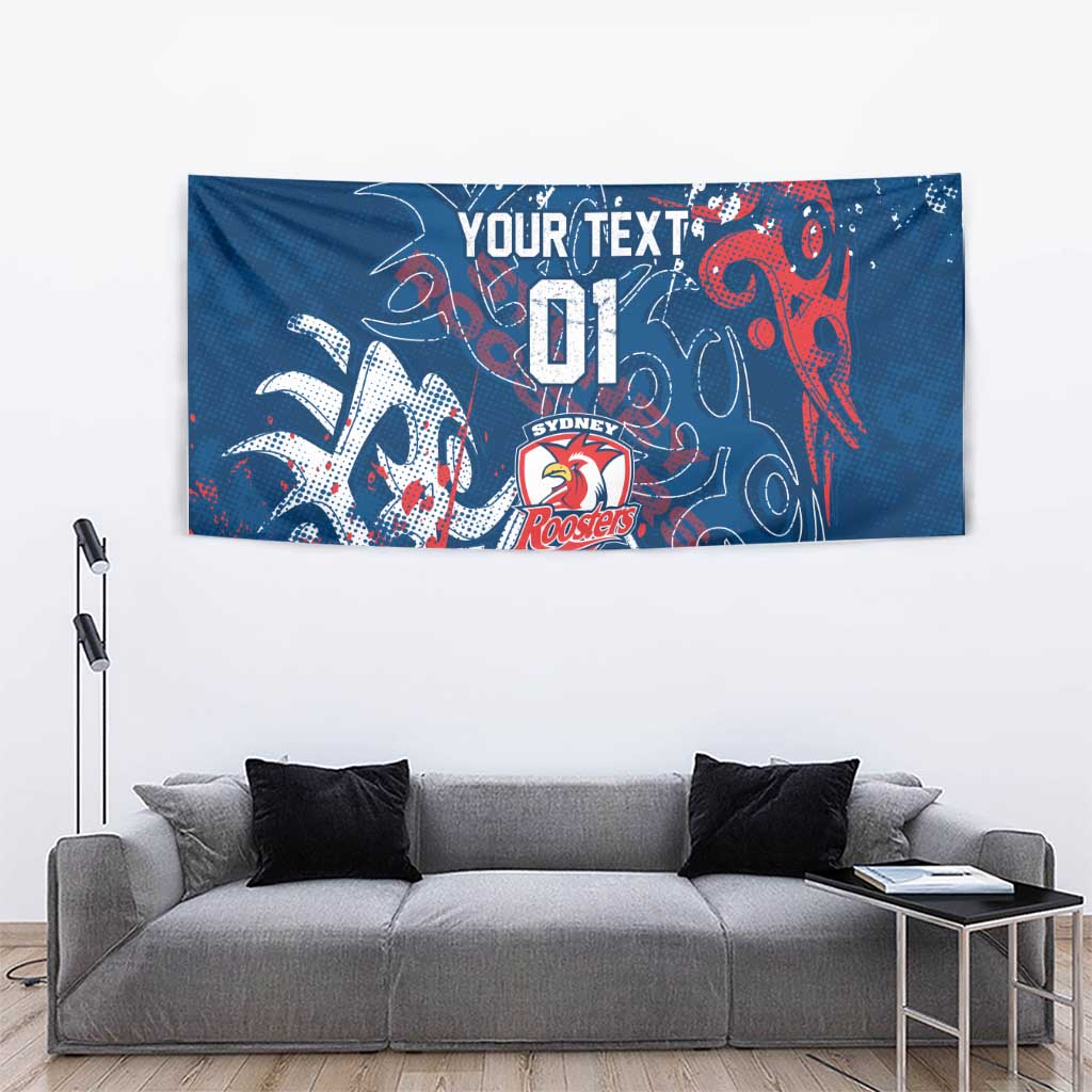 Personalized Sydney Roosters Rugby Tapestry Urban Street Graffiti Style - Distressed Splatter Elements