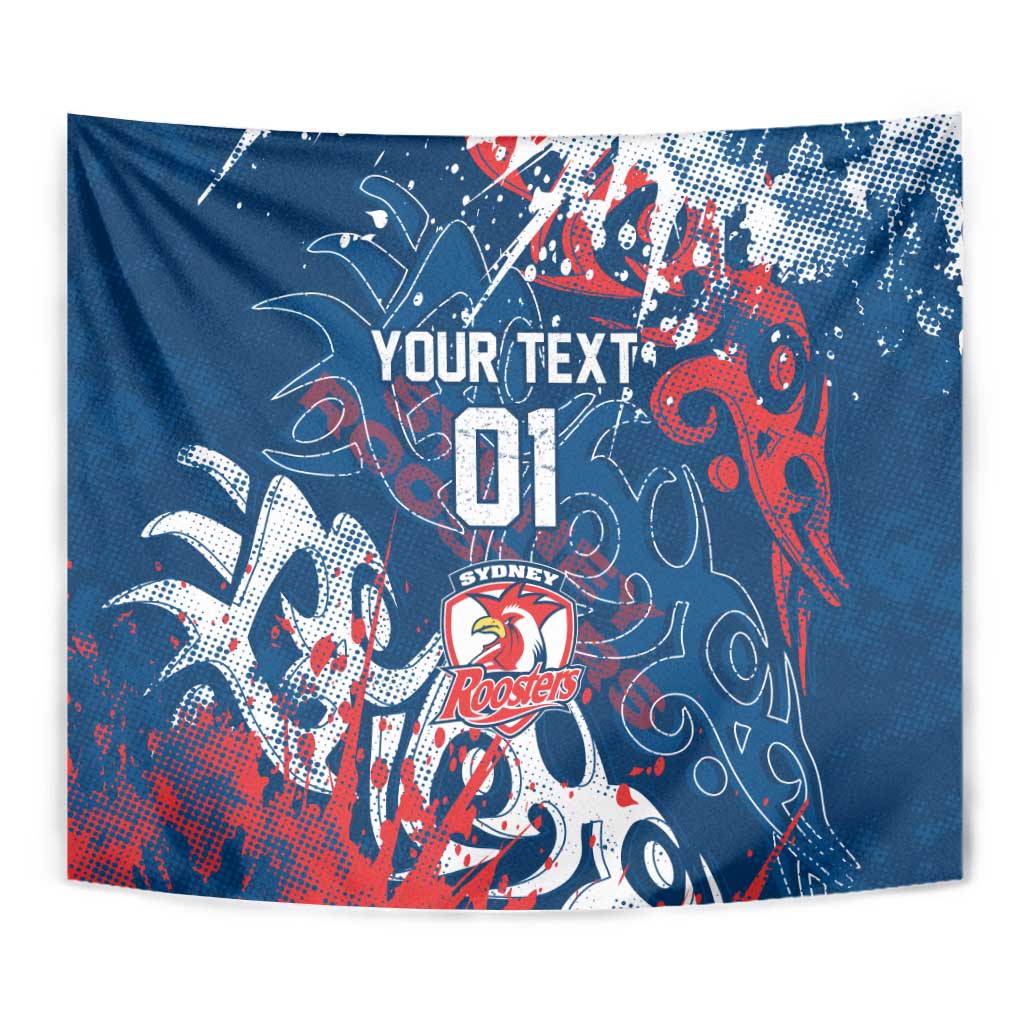 Personalized Sydney Roosters Rugby Tapestry Urban Street Graffiti Style - Distressed Splatter Elements
