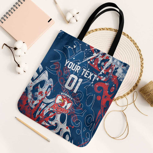 Personalized Sydney Roosters Rugby Tote Bag Urban Street Graffiti Style - Distressed Splatter Elements