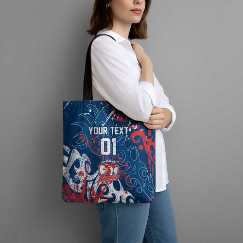 Personalized Sydney Roosters Rugby Tote Bag Urban Street Graffiti Style - Distressed Splatter Elements