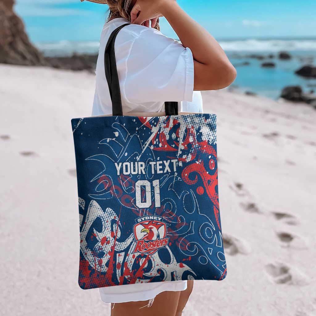 Personalized Sydney Roosters Rugby Tote Bag Urban Street Graffiti Style - Distressed Splatter Elements