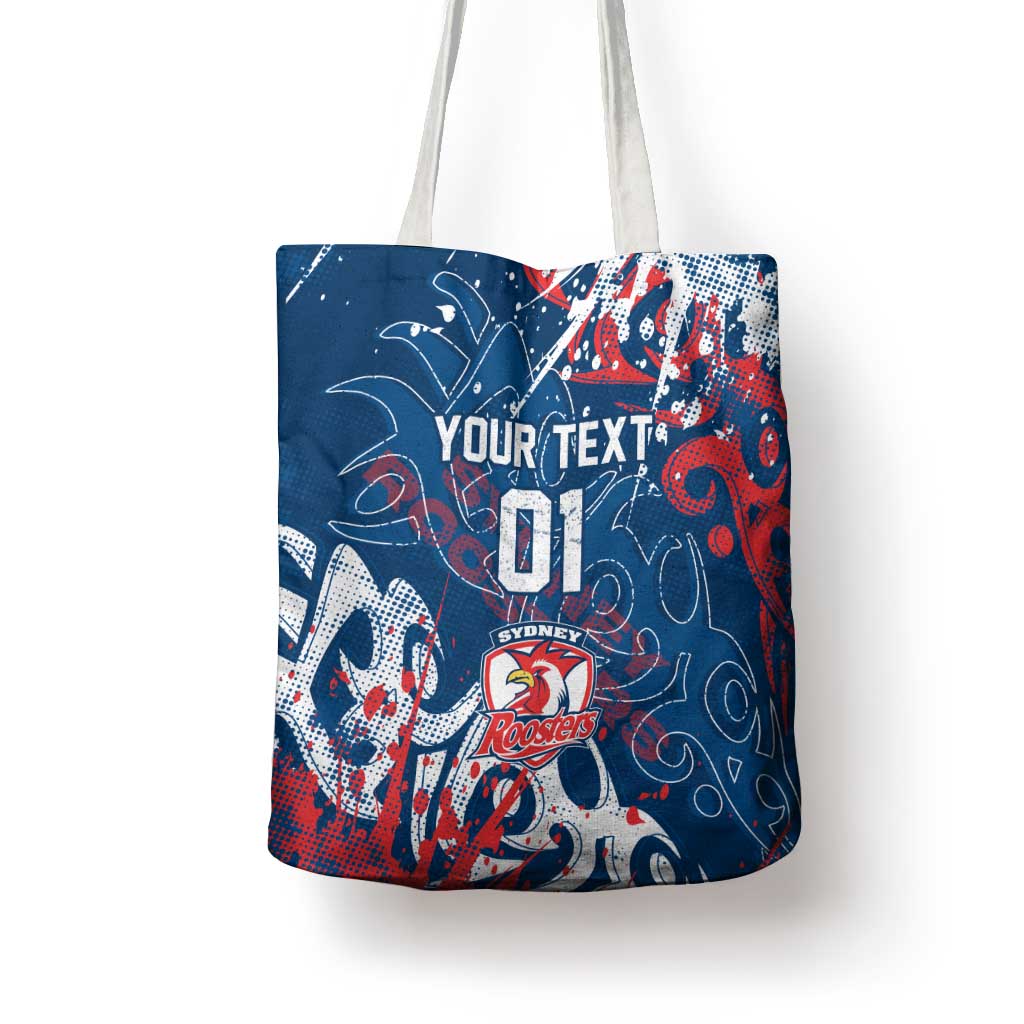 Personalized Sydney Roosters Rugby Tote Bag Urban Street Graffiti Style - Distressed Splatter Elements