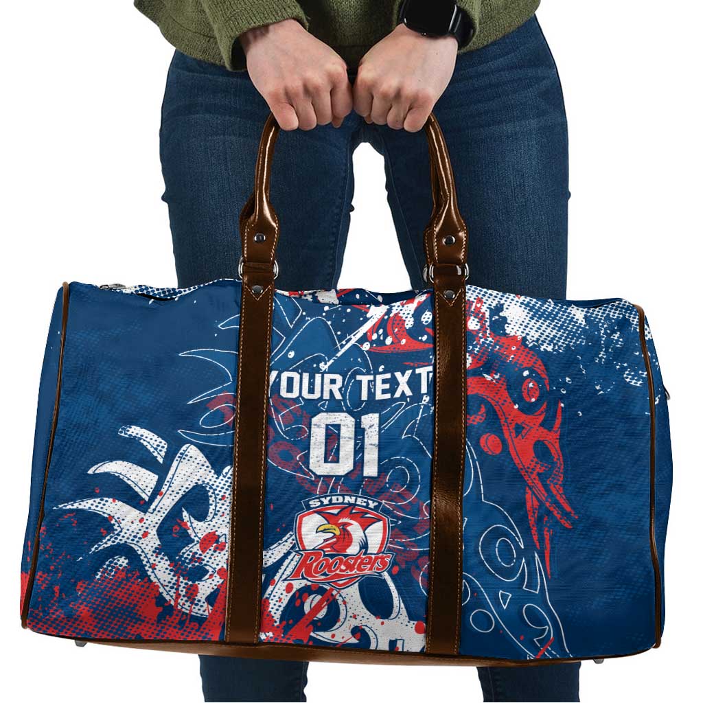 Personalized Sydney Roosters Rugby Travel Bag Urban Street Graffiti Style - Distressed Splatter Elements