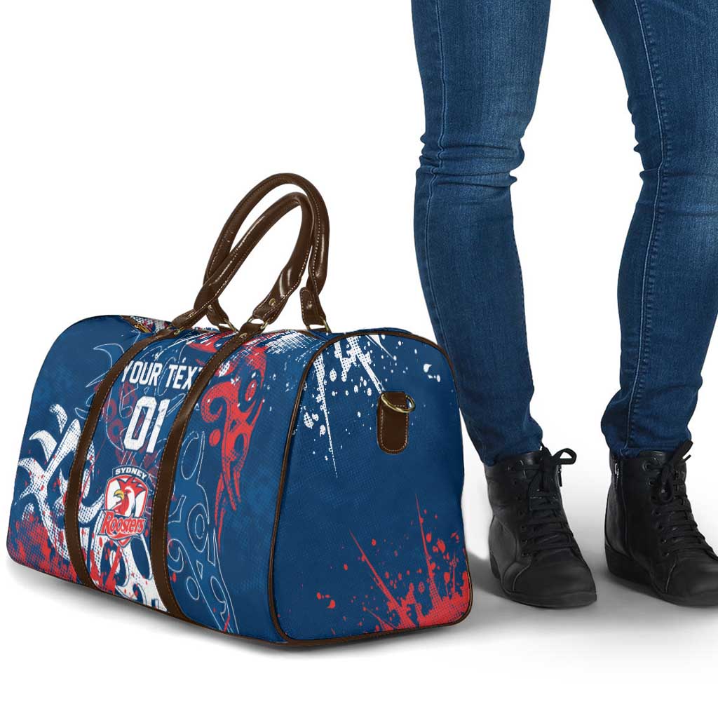 Personalized Sydney Roosters Rugby Travel Bag Urban Street Graffiti Style - Distressed Splatter Elements