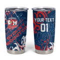 Personalized Sydney Roosters Rugby Tumbler Cup Urban Street Graffiti Style - Distressed Splatter Elements