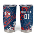 Personalized Sydney Roosters Rugby Tumbler Cup Urban Street Graffiti Style - Distressed Splatter Elements