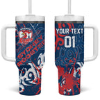 Personalized Sydney Roosters Rugby Tumbler With Handle Urban Street Graffiti Style - Distressed Splatter Elements
