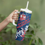 Personalized Sydney Roosters Rugby Tumbler With Handle Urban Street Graffiti Style - Distressed Splatter Elements
