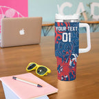 Personalized Sydney Roosters Rugby Tumbler With Handle Urban Street Graffiti Style - Distressed Splatter Elements