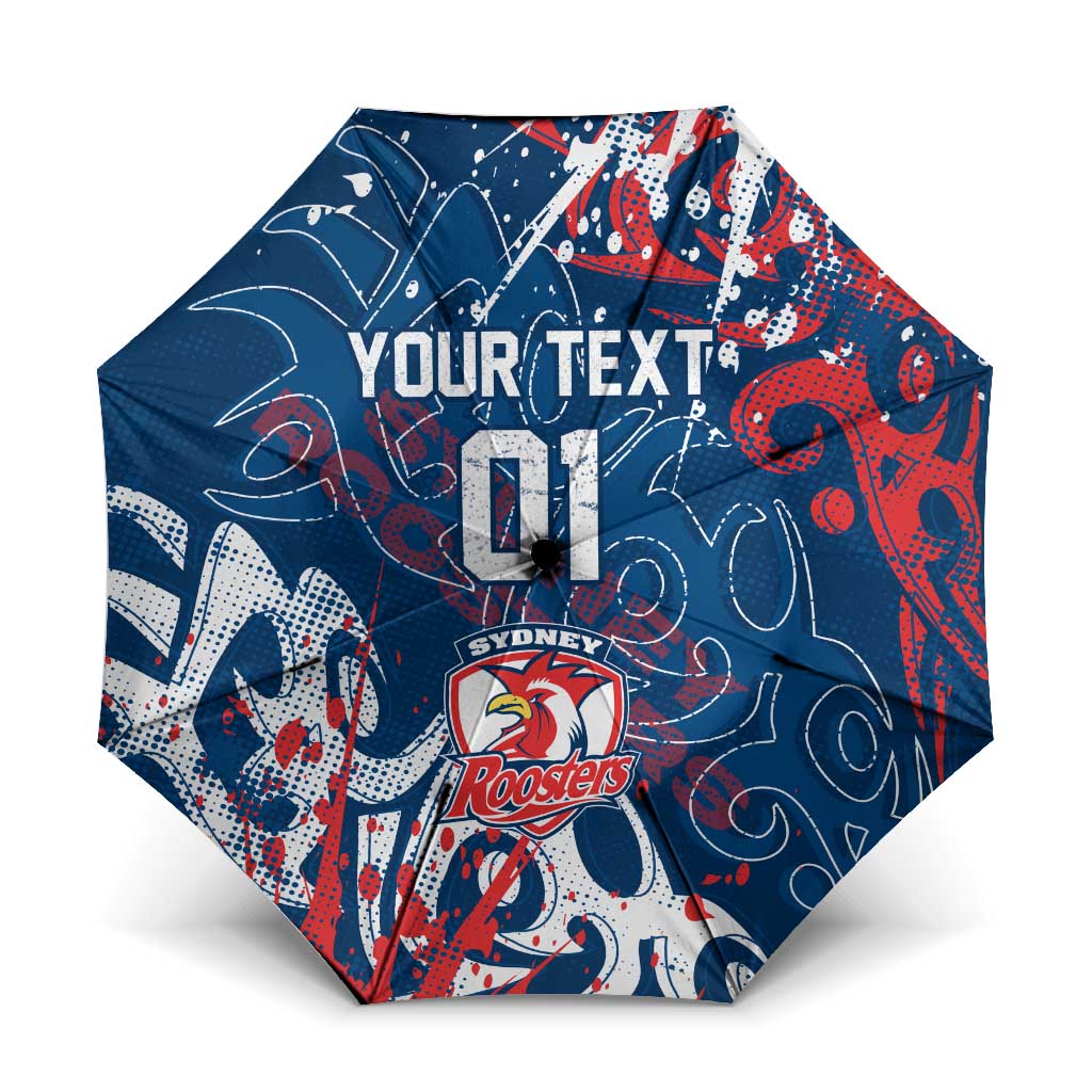 Personalized Sydney Roosters Rugby Umbrella Urban Street Graffiti Style - Distressed Splatter Elements