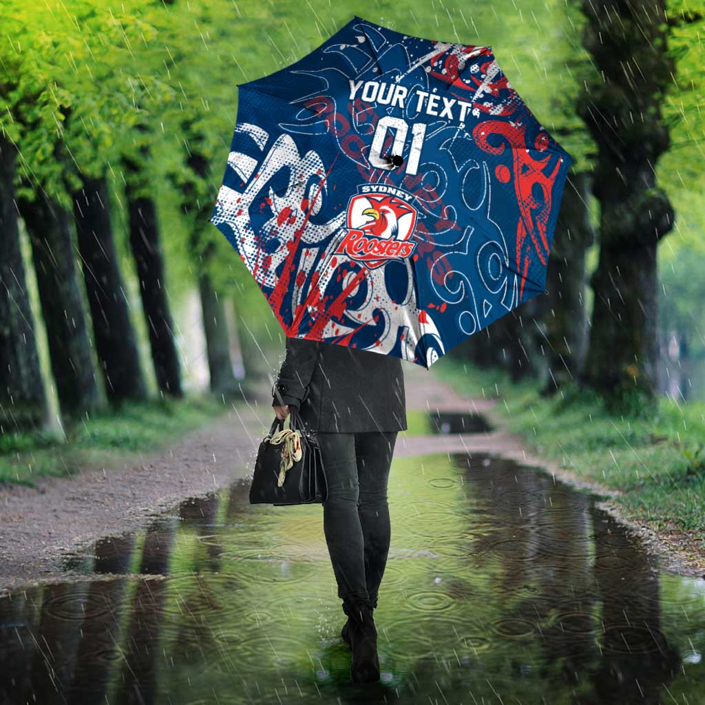 Personalized Sydney Roosters Rugby Umbrella Urban Street Graffiti Style - Distressed Splatter Elements
