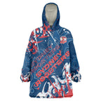Personalized Sydney Roosters Rugby Wearable Blanket Hoodie Urban Street Graffiti Style - Distressed Splatter Elements