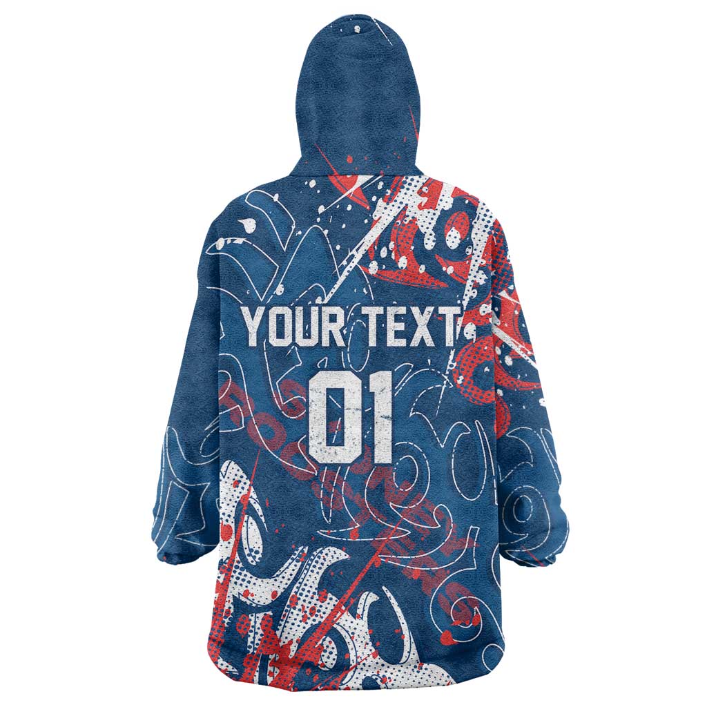 Personalized Sydney Roosters Rugby Wearable Blanket Hoodie Urban Street Graffiti Style - Distressed Splatter Elements
