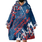 Personalized Sydney Roosters Rugby Wearable Blanket Hoodie Urban Street Graffiti Style - Distressed Splatter Elements