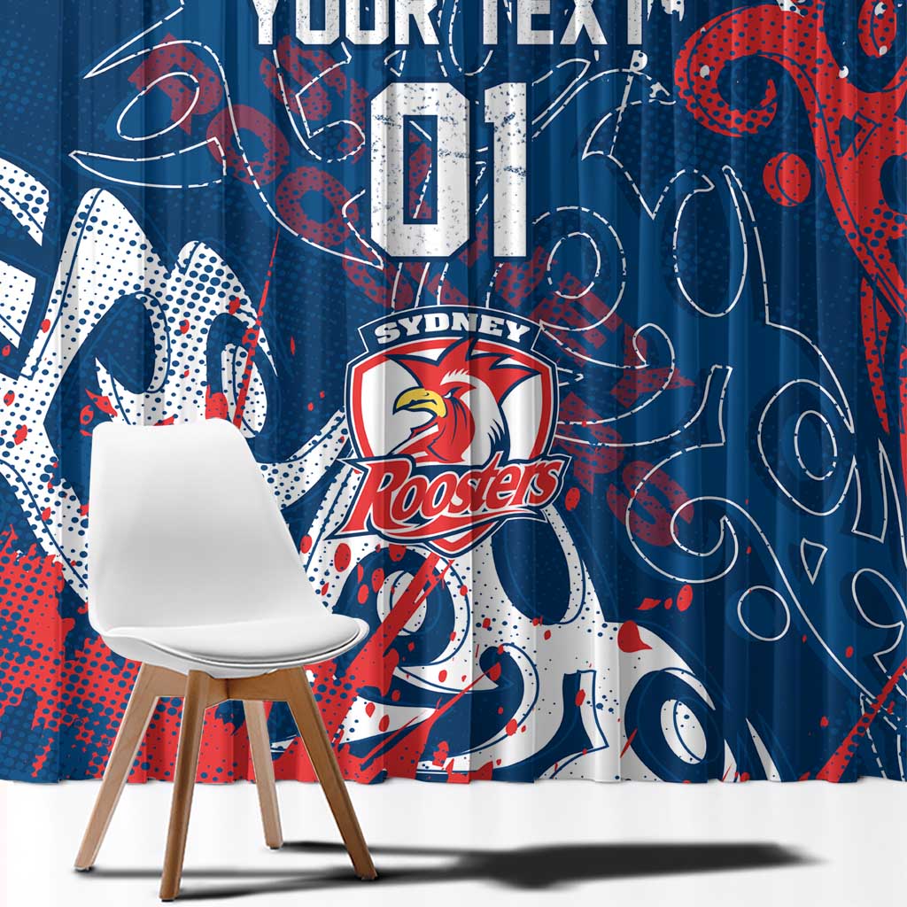 Personalized Sydney Roosters Rugby Window Curtain Urban Street Graffiti Style - Distressed Splatter Elements