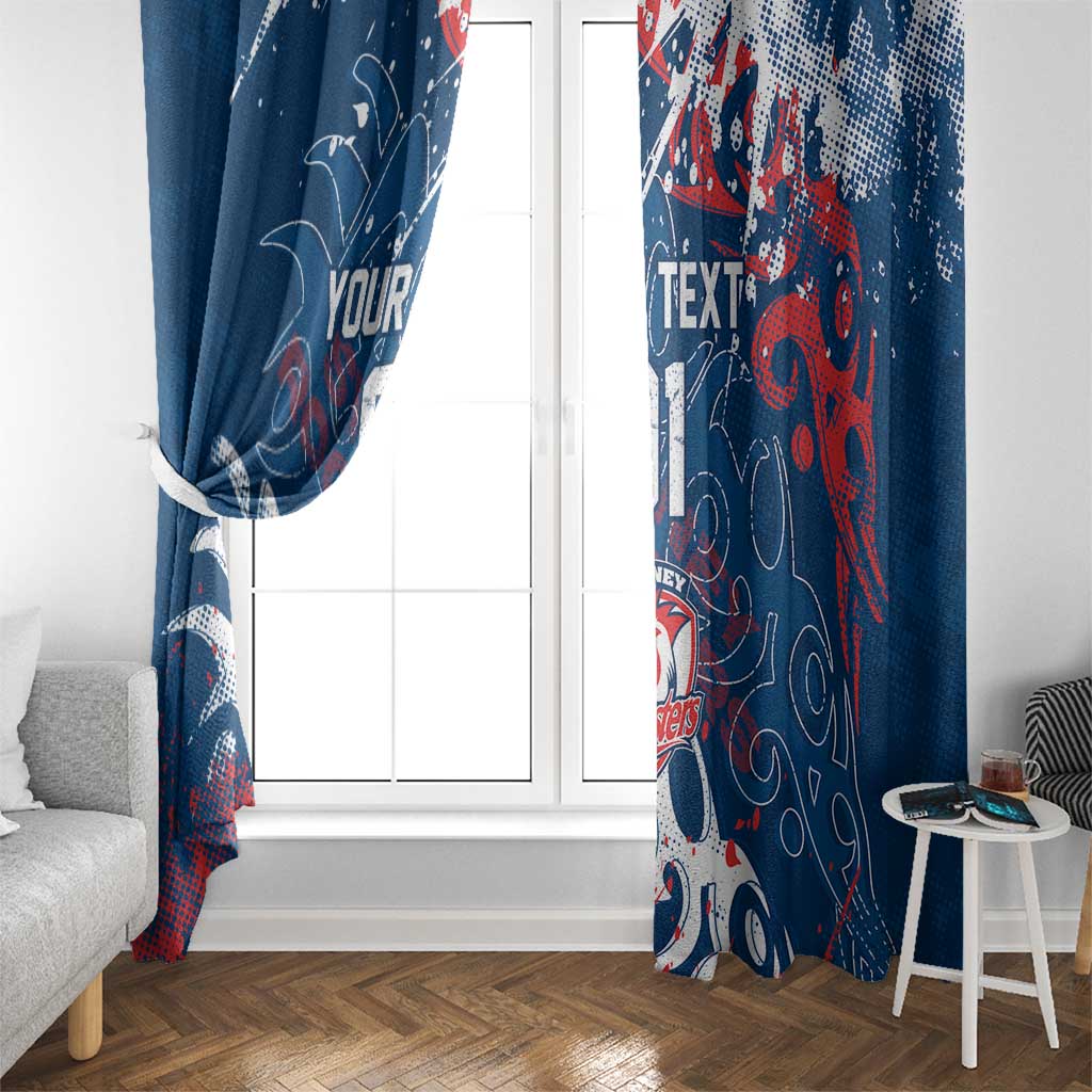 Personalized Sydney Roosters Rugby Window Curtain Urban Street Graffiti Style - Distressed Splatter Elements