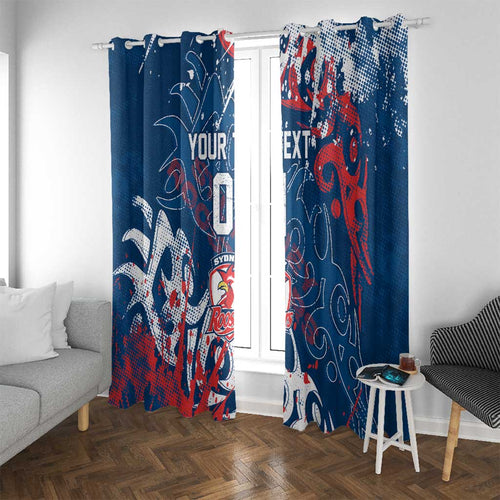 Personalized Sydney Roosters Rugby Window Curtain Urban Street Graffiti Style - Distressed Splatter Elements