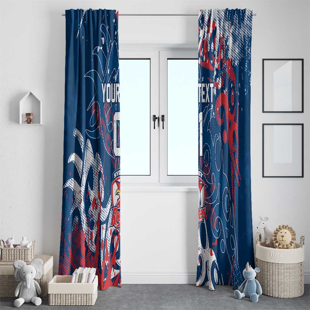 Personalized Sydney Roosters Rugby Window Curtain Urban Street Graffiti Style - Distressed Splatter Elements
