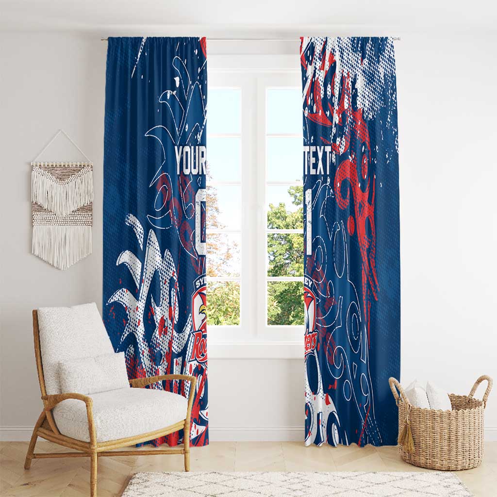 Personalized Sydney Roosters Rugby Window Curtain Urban Street Graffiti Style - Distressed Splatter Elements