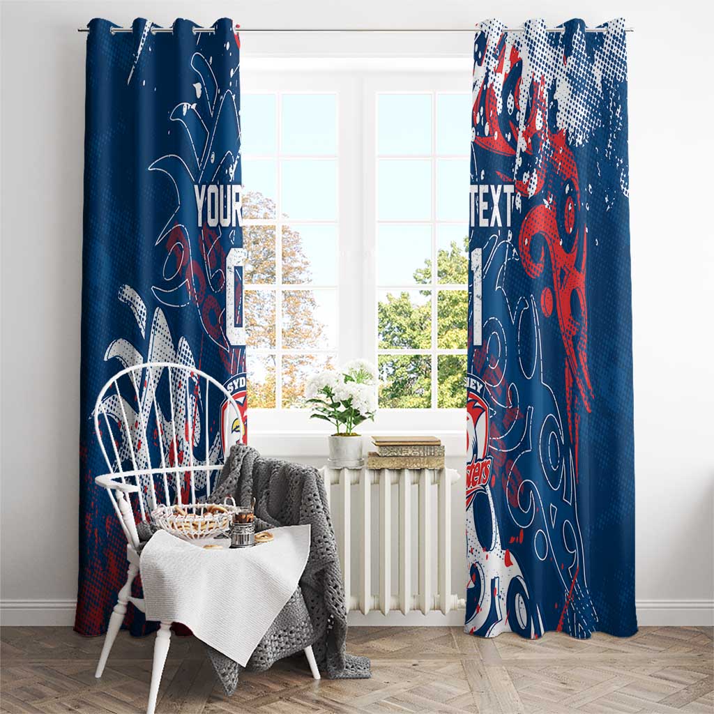 Personalized Sydney Roosters Rugby Window Curtain Urban Street Graffiti Style - Distressed Splatter Elements