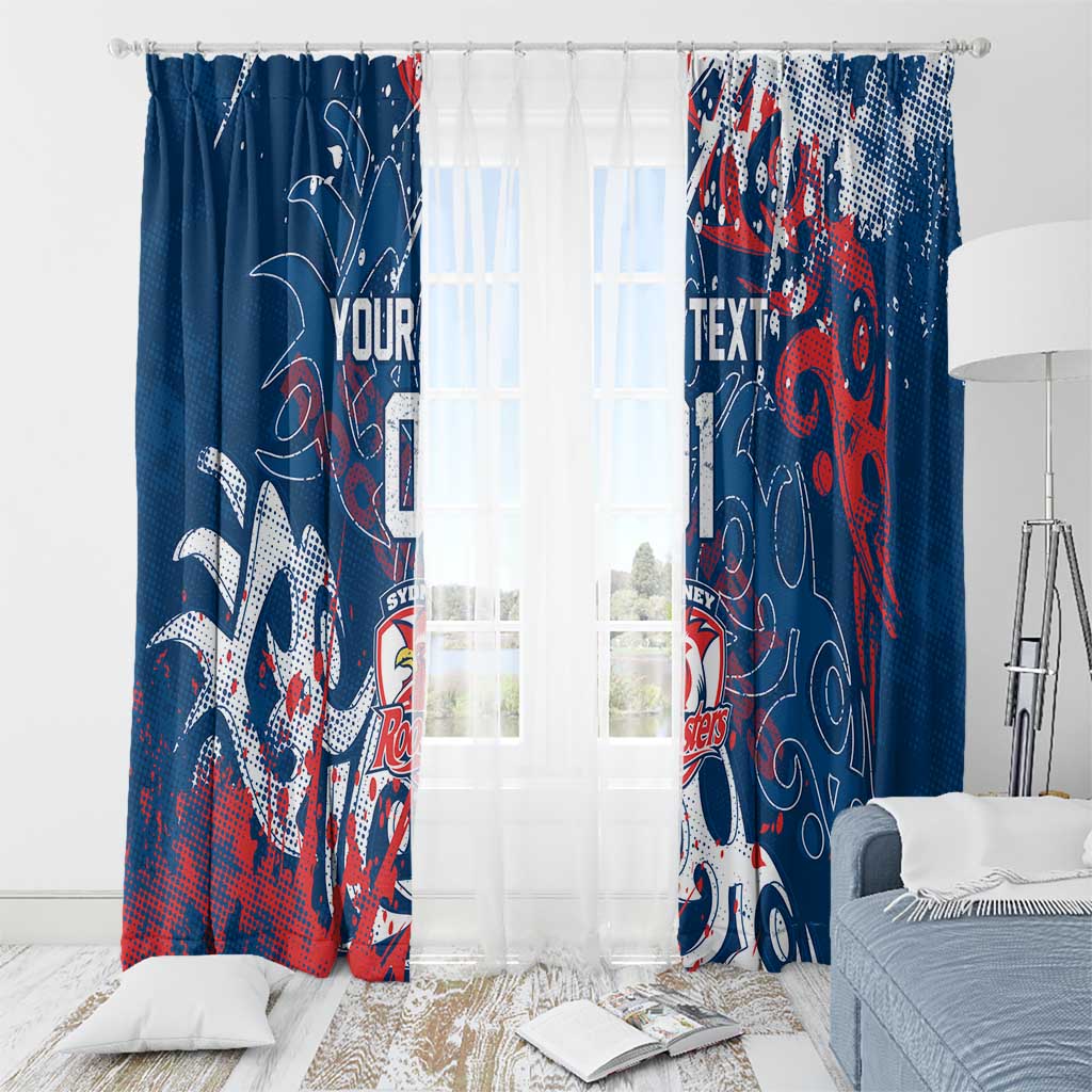 Personalized Sydney Roosters Rugby Window Curtain Urban Street Graffiti Style - Distressed Splatter Elements