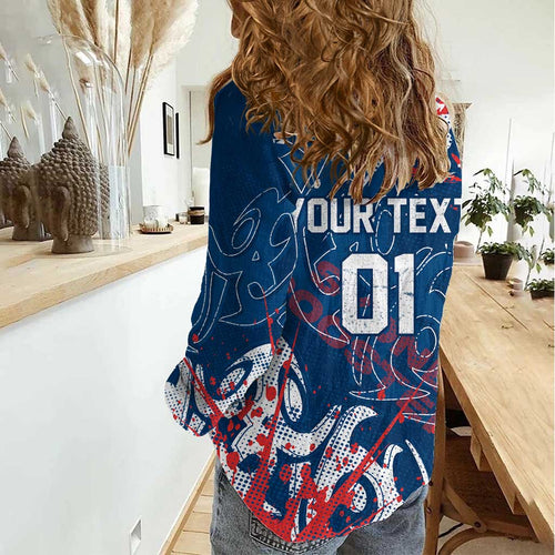 Personalized Sydney Roosters Rugby Women Casual Shirt Urban Street Graffiti Style - Distressed Splatter Elements
