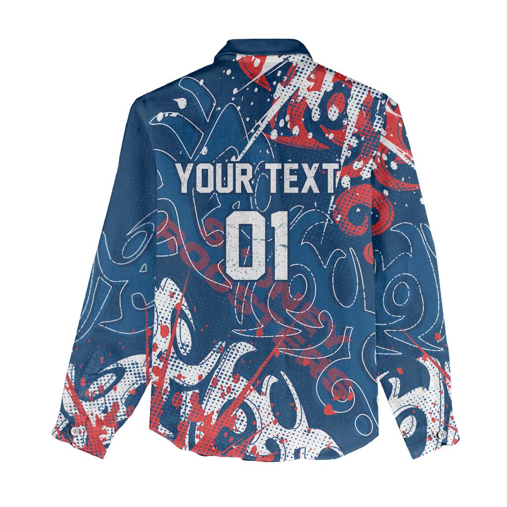 Personalized Sydney Roosters Rugby Women Casual Shirt Urban Street Graffiti Style - Distressed Splatter Elements