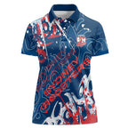 Personalized Sydney Roosters Rugby Women Polo Shirt Urban Street Graffiti Style - Distressed Splatter Elements