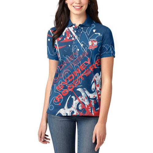 Personalized Sydney Roosters Rugby Women Polo Shirt Urban Street Graffiti Style - Distressed Splatter Elements
