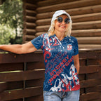 Personalized Sydney Roosters Rugby Women Polo Shirt Urban Street Graffiti Style - Distressed Splatter Elements