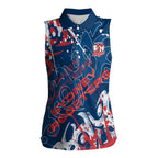 Personalized Sydney Roosters Rugby Women Sleeveless Polo Shirt Urban Street Graffiti Style - Distressed Splatter Elements