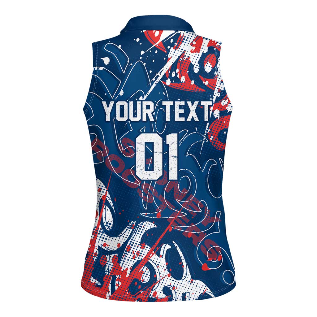Personalized Sydney Roosters Rugby Women Sleeveless Polo Shirt Urban Street Graffiti Style - Distressed Splatter Elements