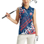 Personalized Sydney Roosters Rugby Women Sleeveless Polo Shirt Urban Street Graffiti Style - Distressed Splatter Elements
