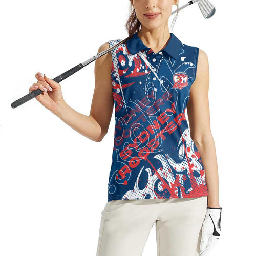 Personalized Sydney Roosters Rugby Women Sleeveless Polo Shirt Urban Street Graffiti Style - Distressed Splatter Elements