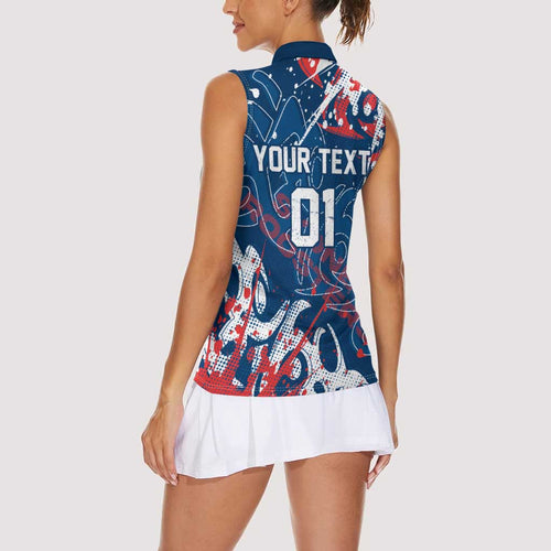 Personalized Sydney Roosters Rugby Women Sleeveless Polo Shirt Urban Street Graffiti Style - Distressed Splatter Elements