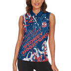 Personalized Sydney Roosters Rugby Women Sleeveless Polo Shirt Urban Street Graffiti Style - Distressed Splatter Elements