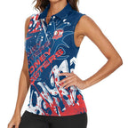 Personalized Sydney Roosters Rugby Women Sleeveless Polo Shirt Urban Street Graffiti Style - Distressed Splatter Elements
