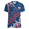 Personalized Sydney Roosters Rugby Women V-Neck T-Shirt Urban Street Graffiti Style - Distressed Splatter Elements