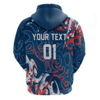 Personalized Sydney Roosters Rugby Zip Hoodie Urban Street Graffiti Style - Distressed Splatter Elements