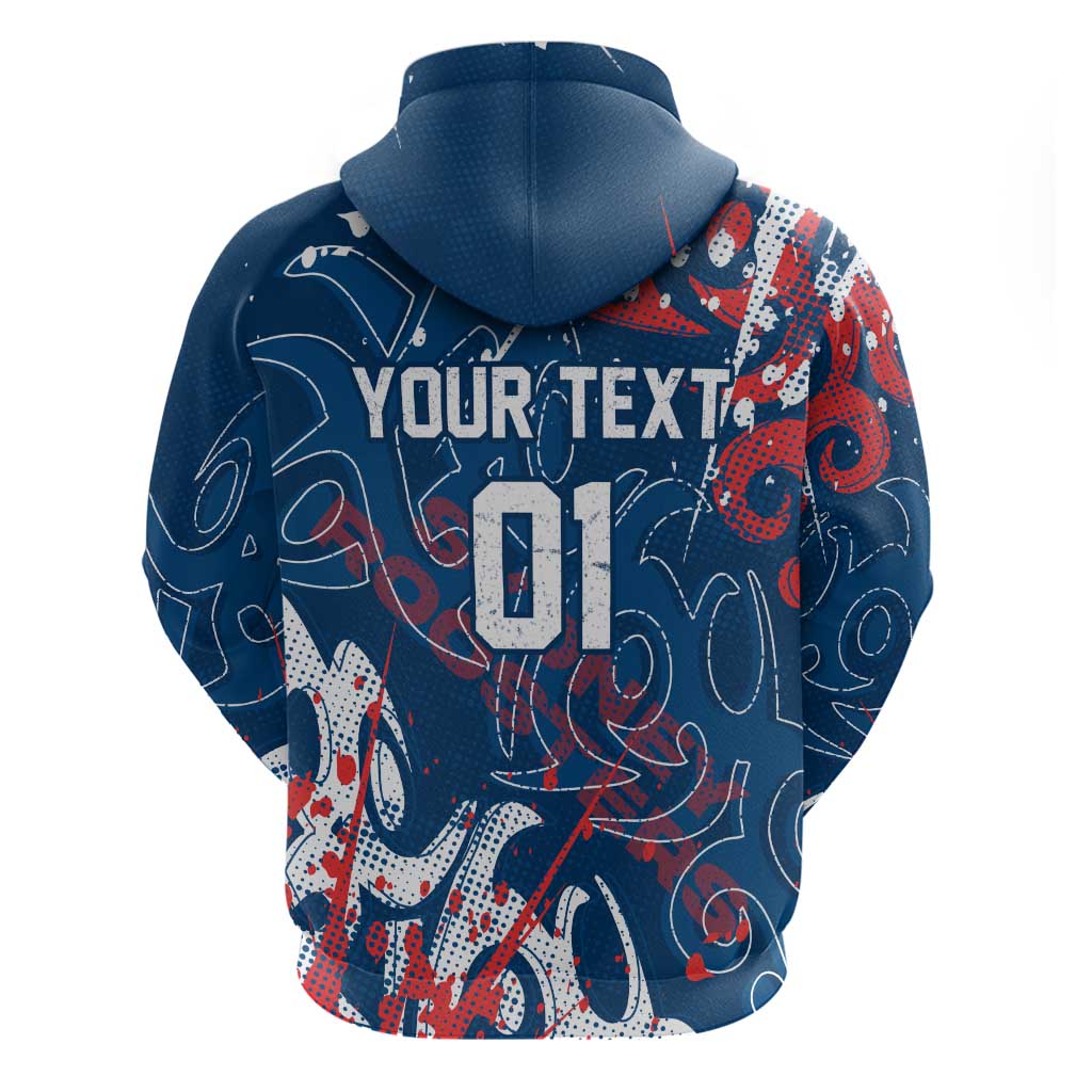 Personalized Sydney Roosters Rugby Zip Hoodie Urban Street Graffiti Style - Distressed Splatter Elements